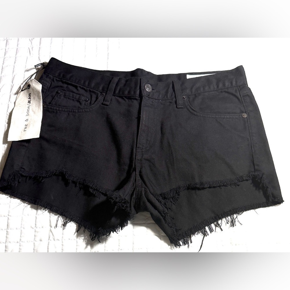Rag y bone/ Black Frayed Jean Shorts
